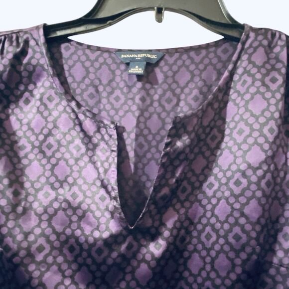 Banana Republic Factory Purple And Black Silky Lightweight Sleeveless Dress Sz 0 - Picture 3 of 12